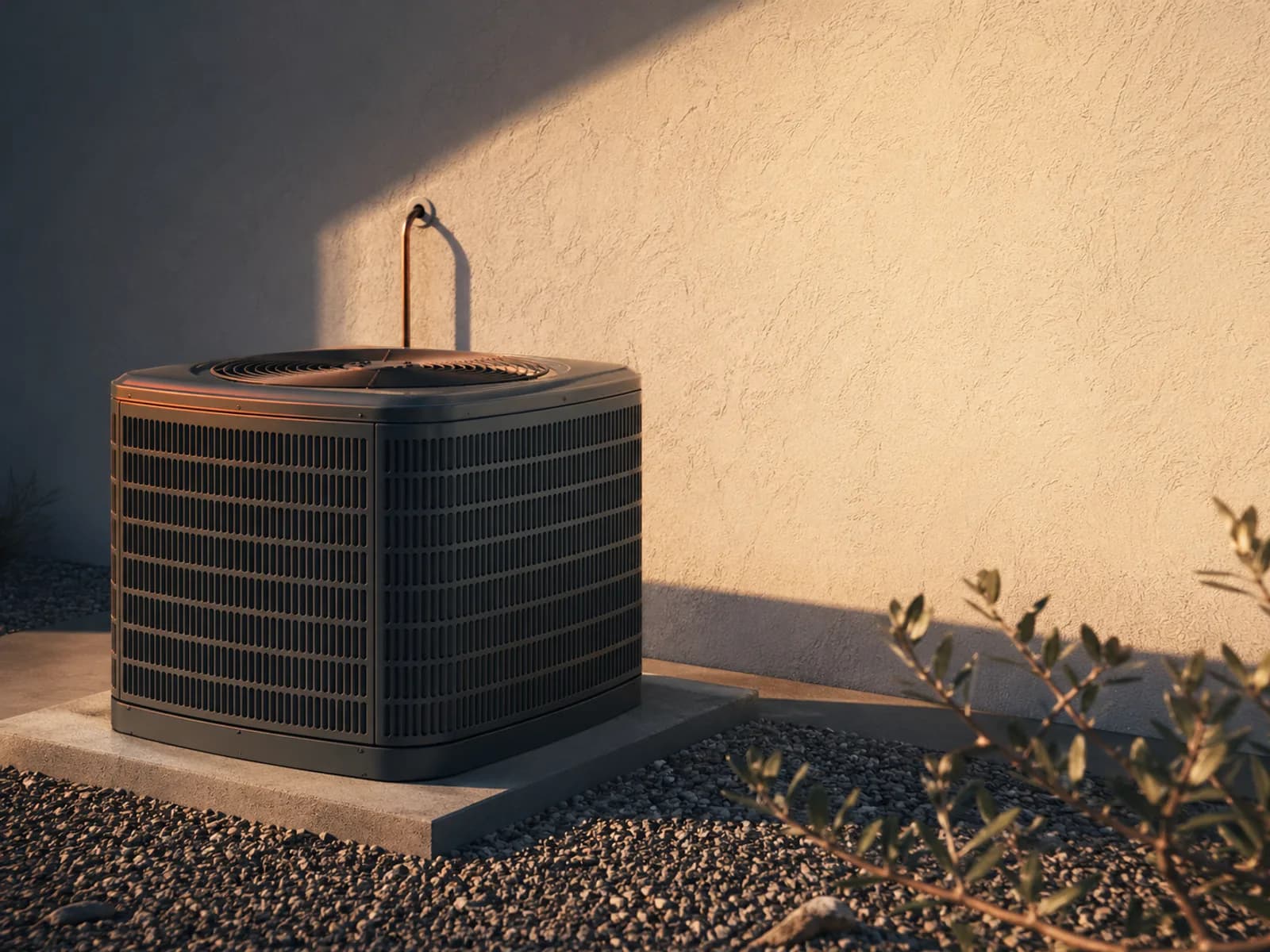 Outdoor air-conditioning condenser installed beside a sunlit Sacramento home.